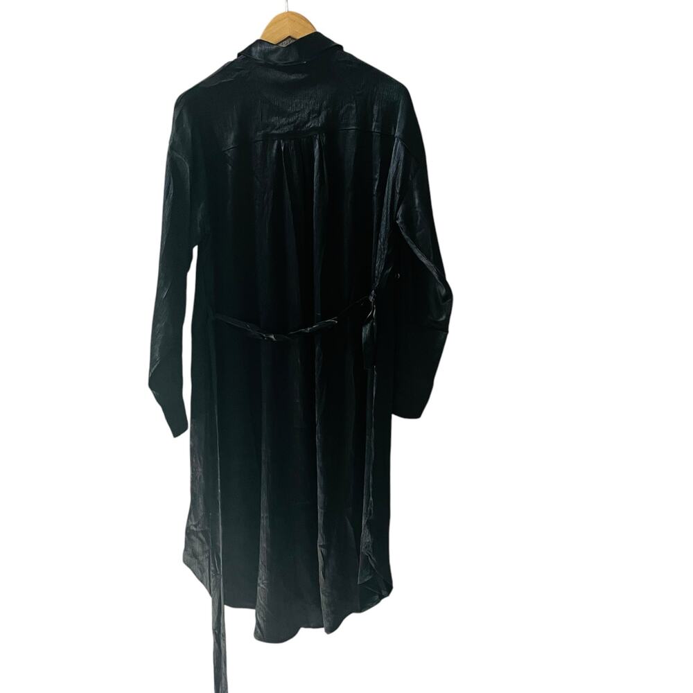 Andree By Unit Metallic Long Sleeve Shirt Dress Size S Small NWT Black - Picture 2 of 8